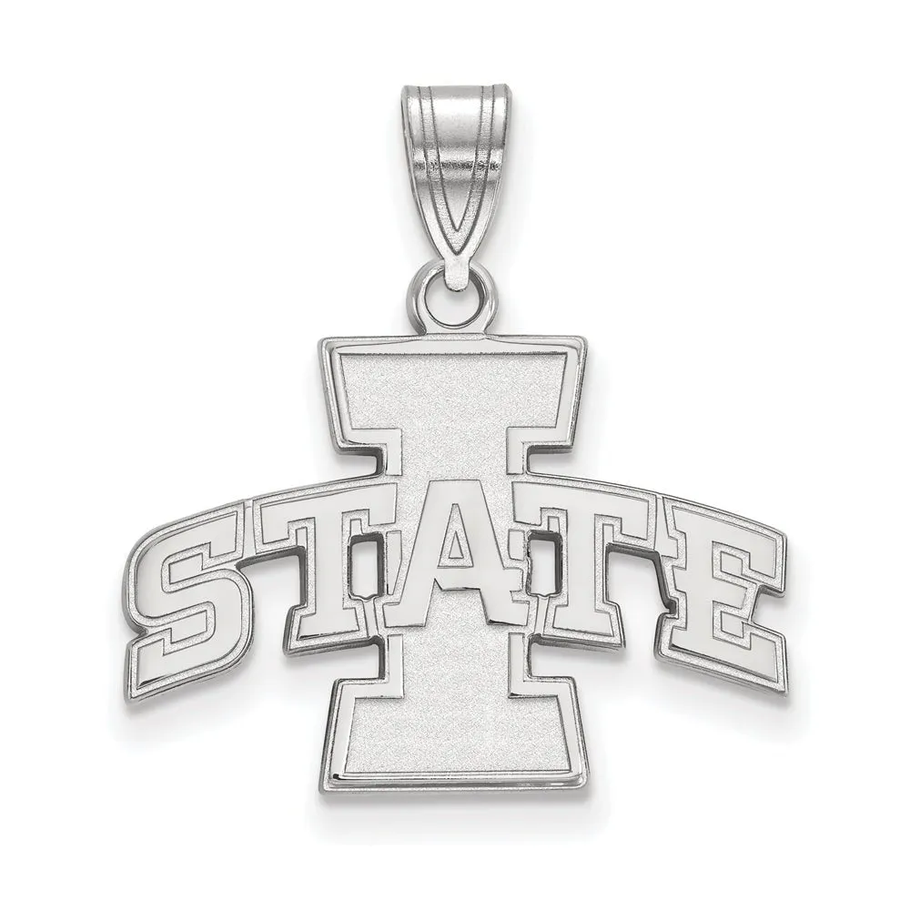 10k White Gold Iowa State Medium 'I STATE' Pendant