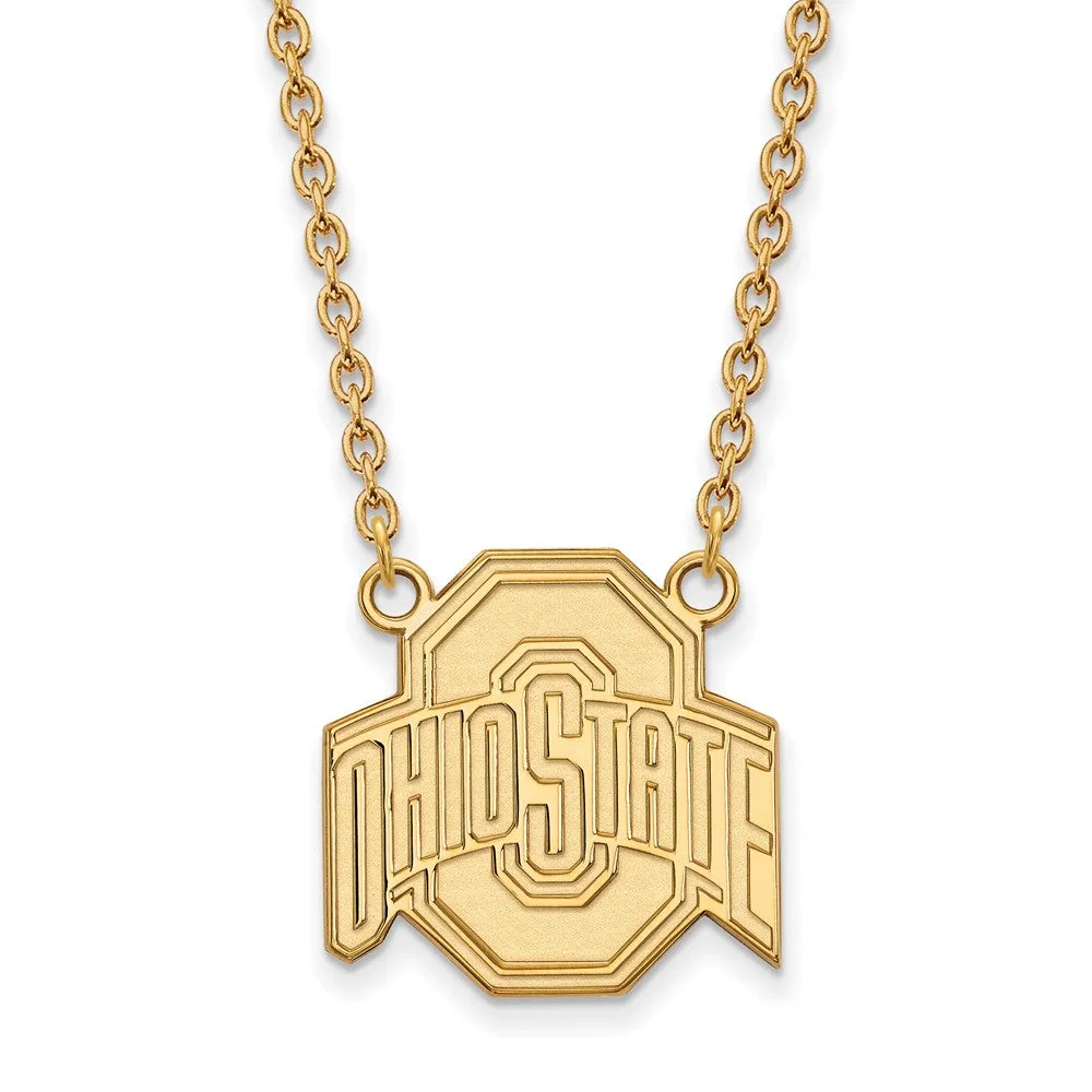 10k Yellow Gold Ohio State Large Logo Pendant Necklace