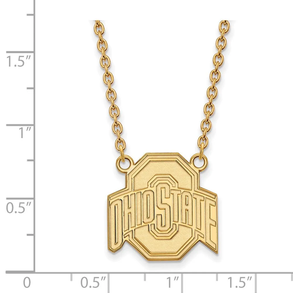 10k Yellow Gold Ohio State Large Logo Pendant Necklace