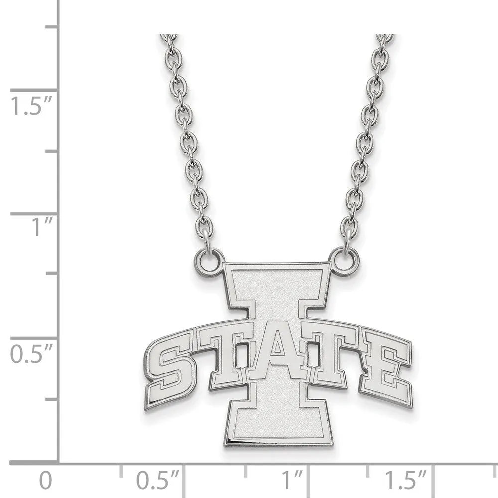 14k White Gold Iowa State Large I State Pendant Necklace