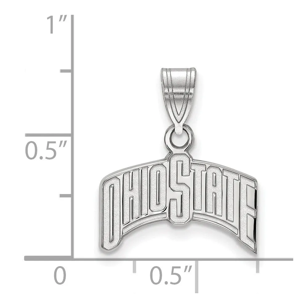 14k White Gold Ohio State Medium 'OHIO STATE' Pendant