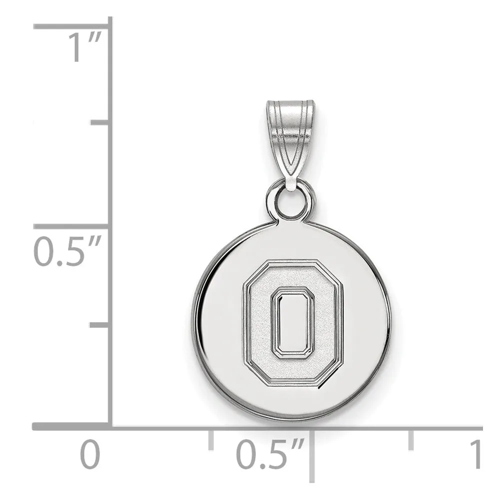 14k White Gold Ohio State Small 'O' Disc Pendant