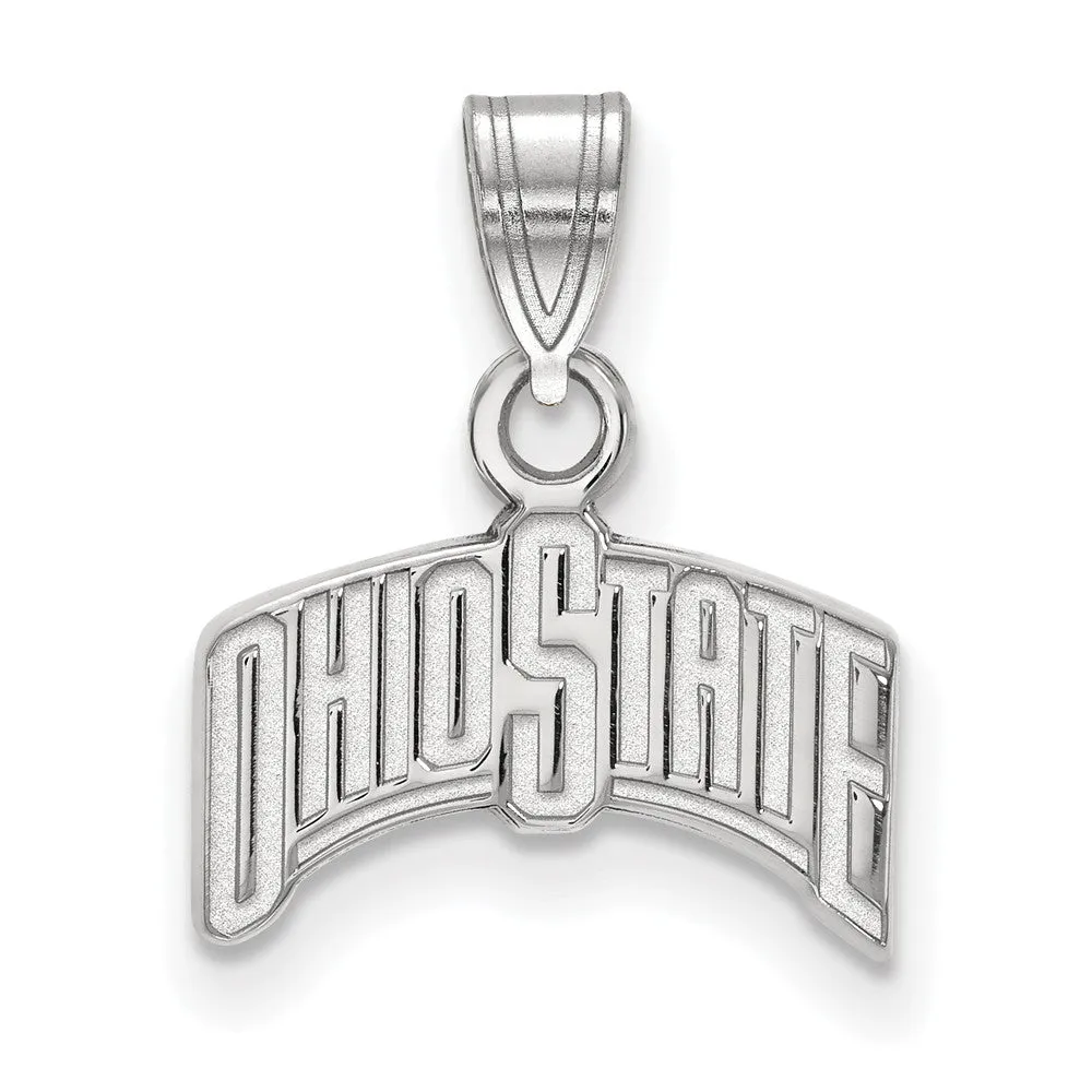 14k White Gold Ohio State Small 'OHIO STATE' Pendant