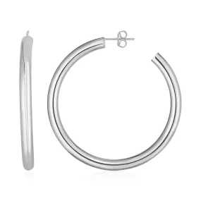 14k White Gold Polished Hoop Earrings-rx23023