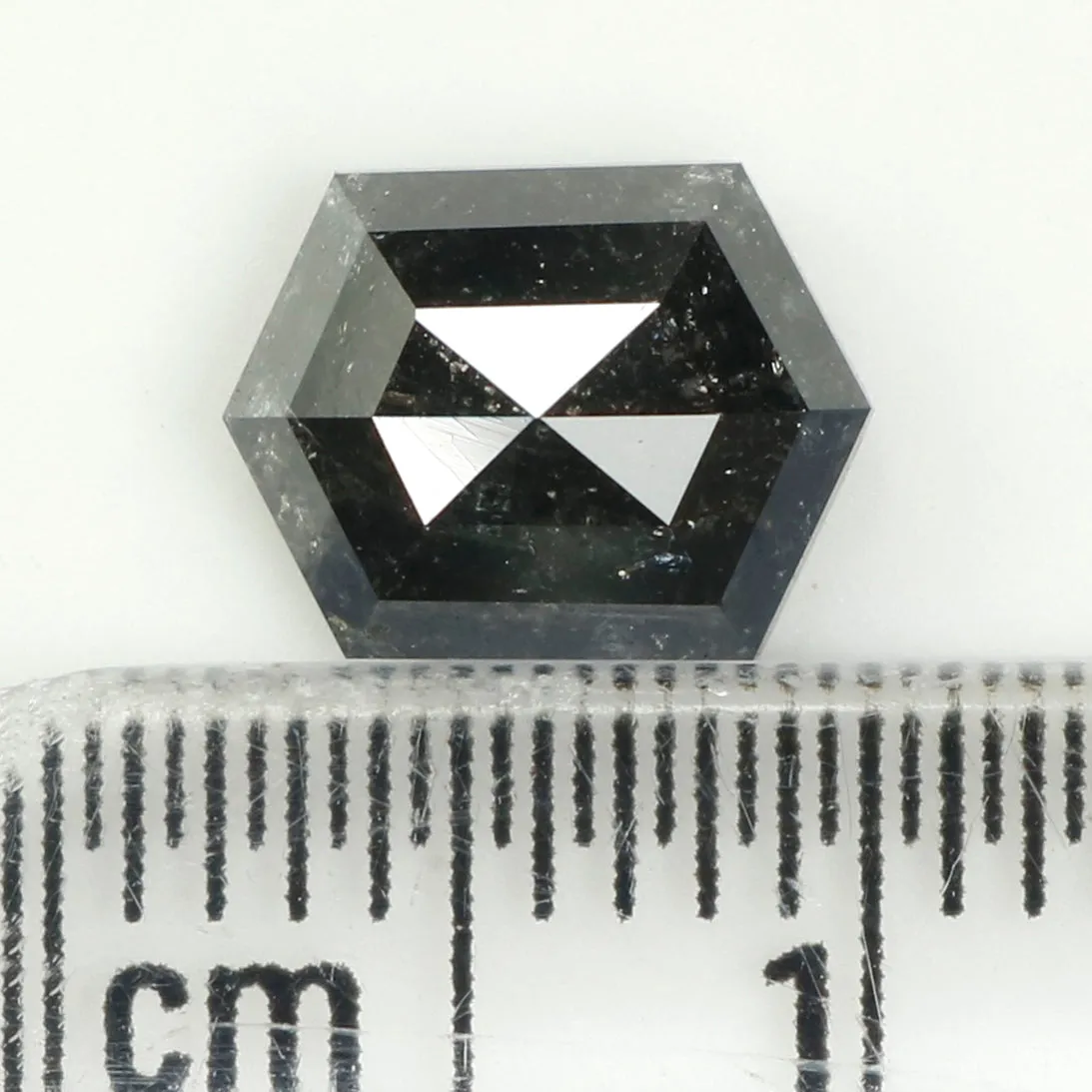 1.55 CT Natural Loose Hexagon Shape Diamond Salt And Pepper Hexagon Diamond 8.00 MM Black Grey Color Hexagon Shape Rose Cut Diam