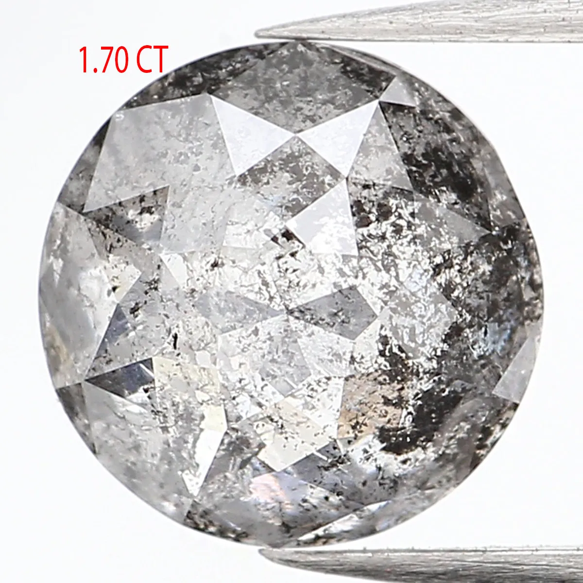 1.70 Ct Natural Loose Round Rose Cut Diamond Black Grey Color Rose Cut Diamond 7.30 MM Natural Loose Salt And Pepper Rose Cut Di