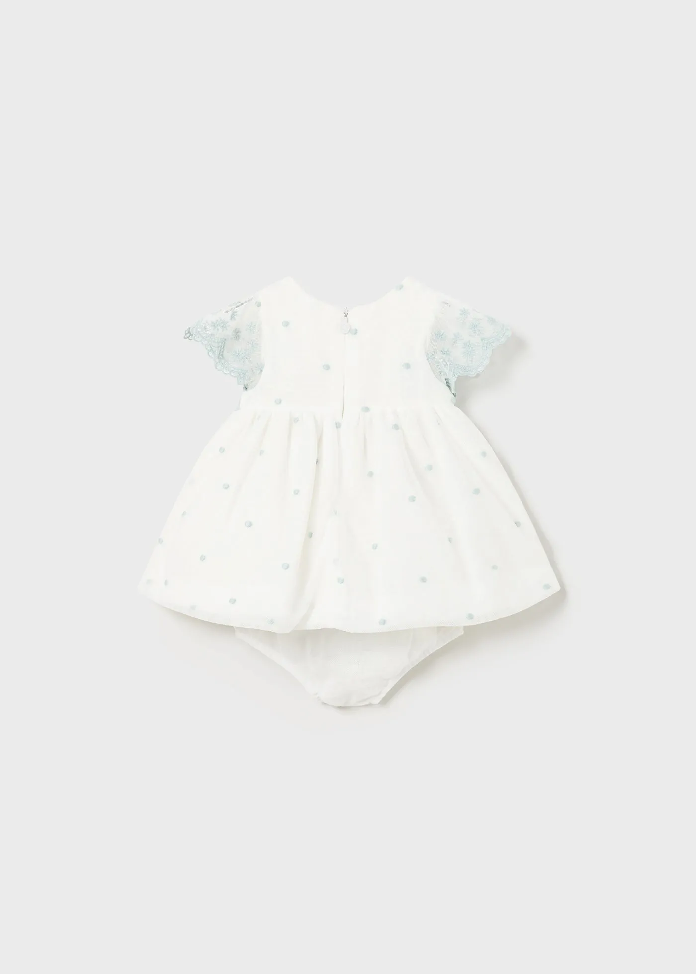 1826 - Embroidered tulle dress for newborn girl - Cream-jade