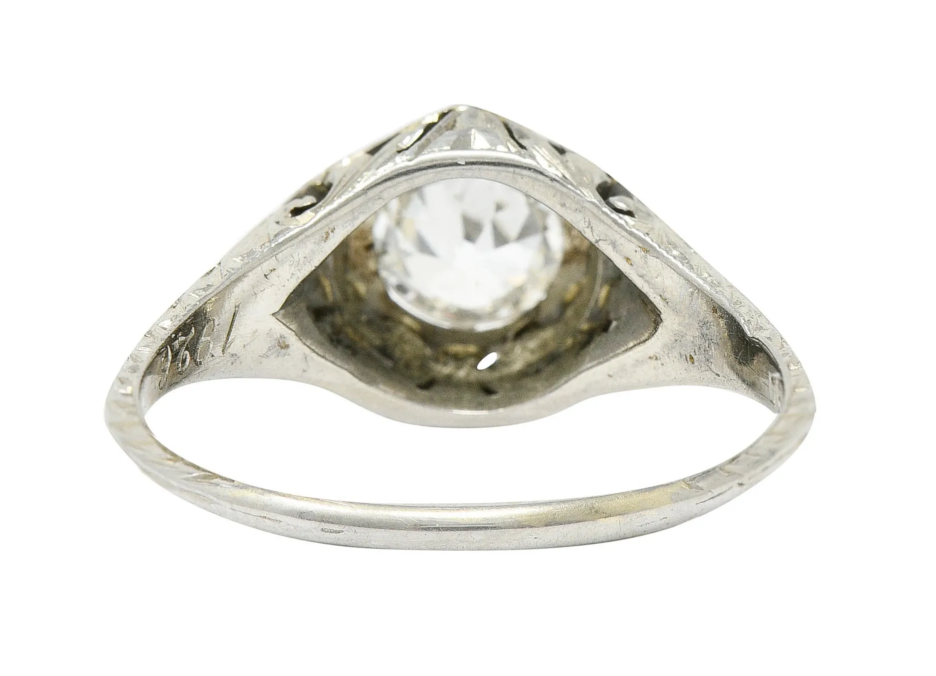 1926 Art Deco 0.76 CTW Diamond 18 Karat White Gold Hexagonal Engagement Ring