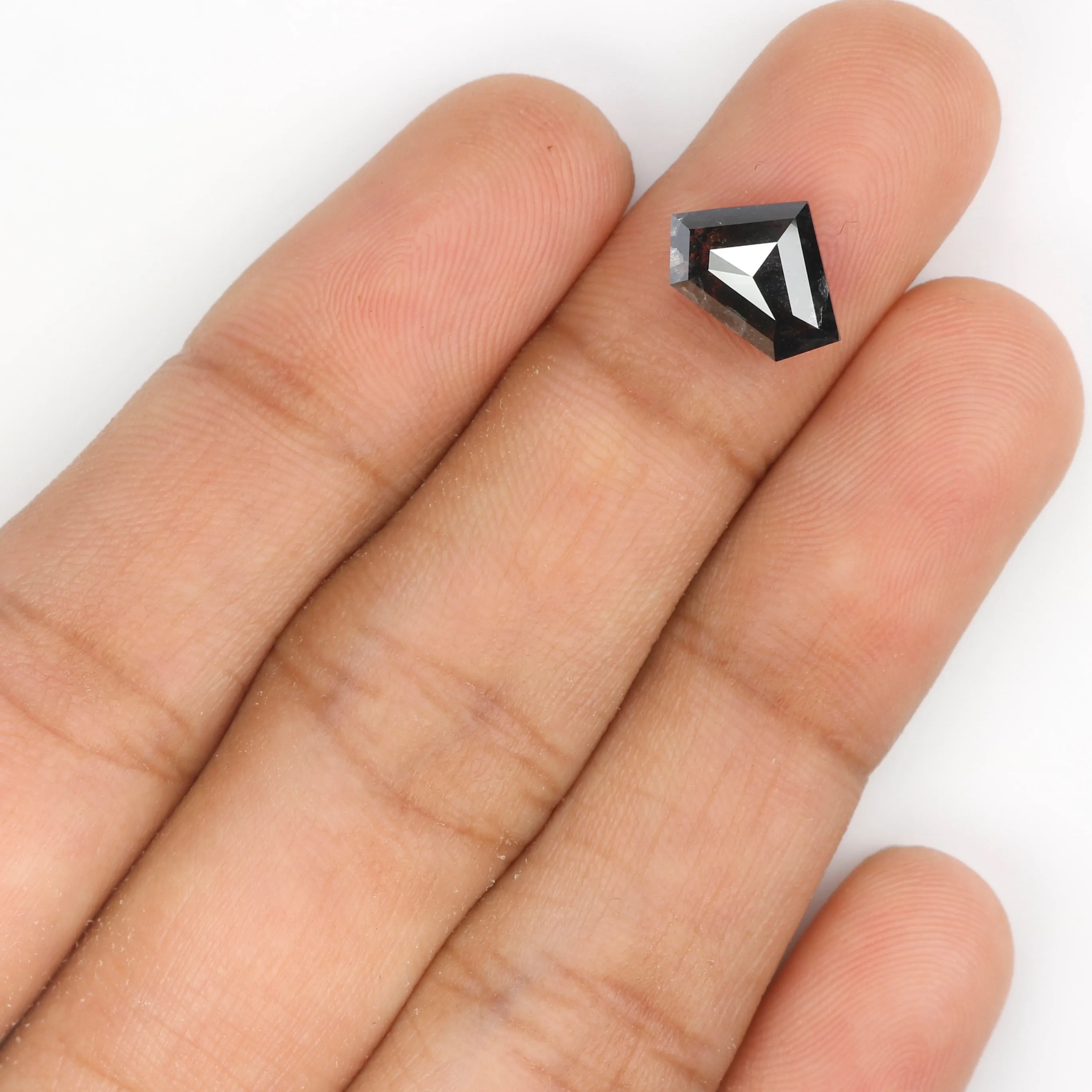 1.97 Ct Natural Loose Shield Shape Diamond Salt And Pepper Shield Cut Diamond 7.30 MM Black Gray Color Shield Shape Rose Cut Dia