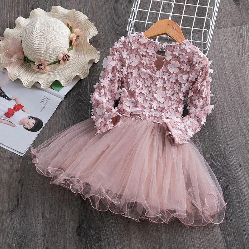 2023 Baby Girl Dress Long Sleeve Princess Costume For Kids Clothes Girl Party Dresses Children Boutique Clothing 2 3 4 5 6 Years