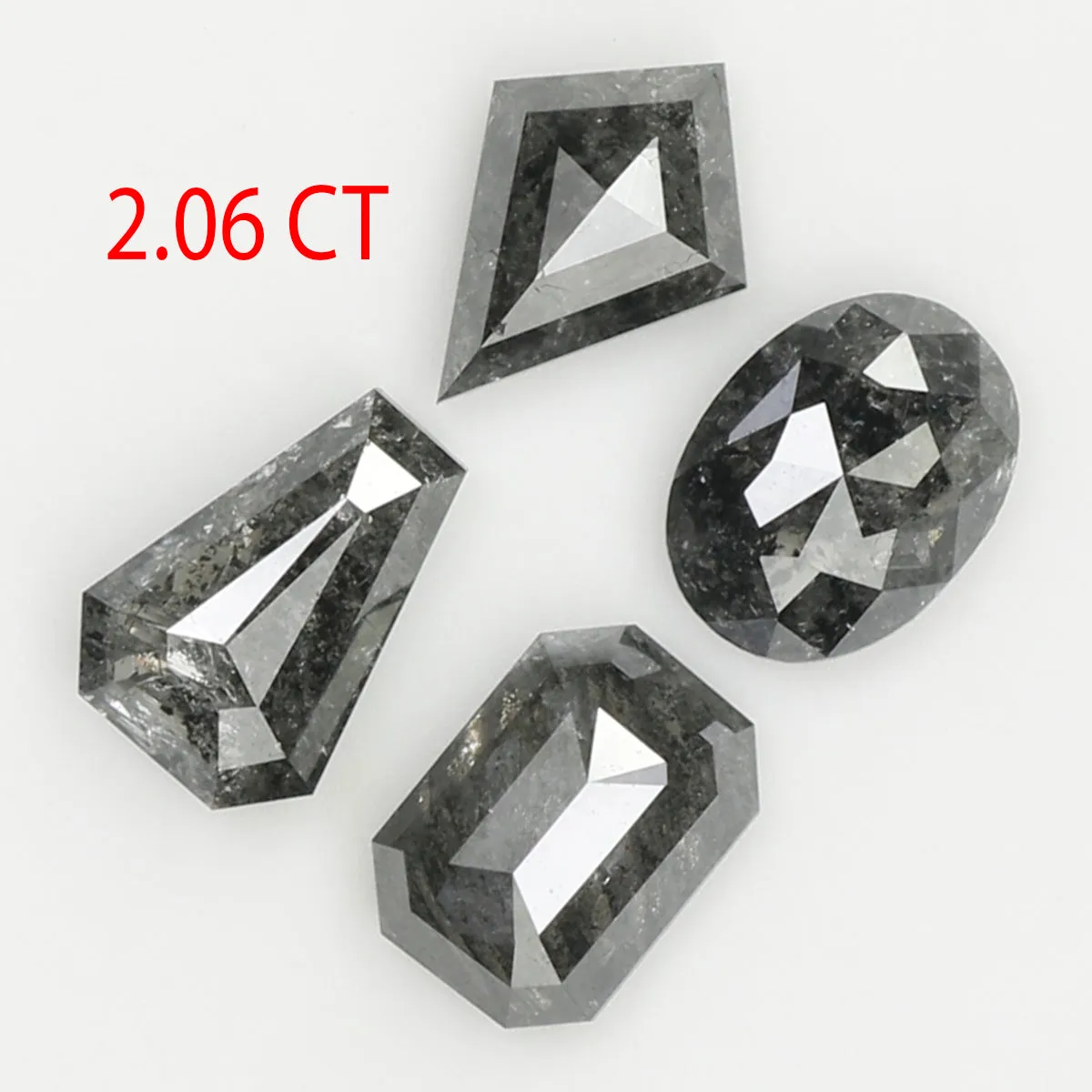 2.06 CT Natural Loose Mix Shape Diamond Salt And Pepper Mix Shape Diamond 5.95 MM Natural Black Grey Color Mix Shape Rose Cut Di