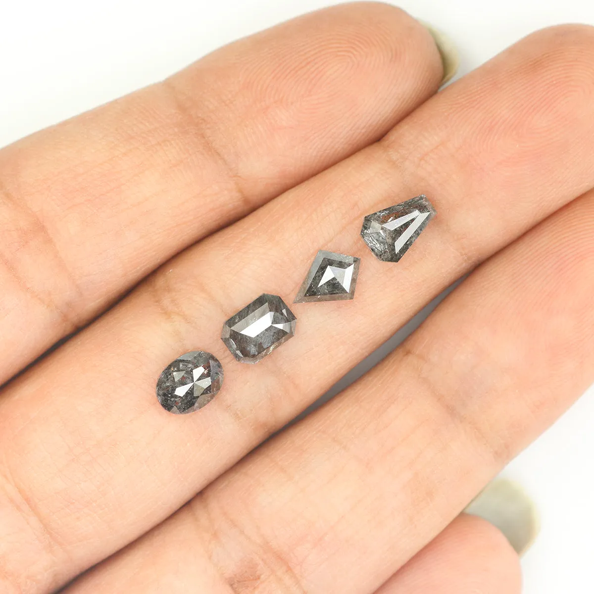 2.06 CT Natural Loose Mix Shape Diamond Salt And Pepper Mix Shape Diamond 5.95 MM Natural Black Grey Color Mix Shape Rose Cut Di