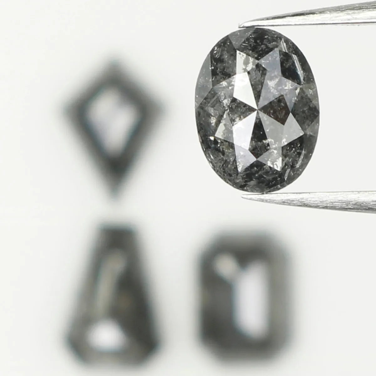 2.06 CT Natural Loose Mix Shape Diamond Salt And Pepper Mix Shape Diamond 5.95 MM Natural Black Grey Color Mix Shape Rose Cut Di