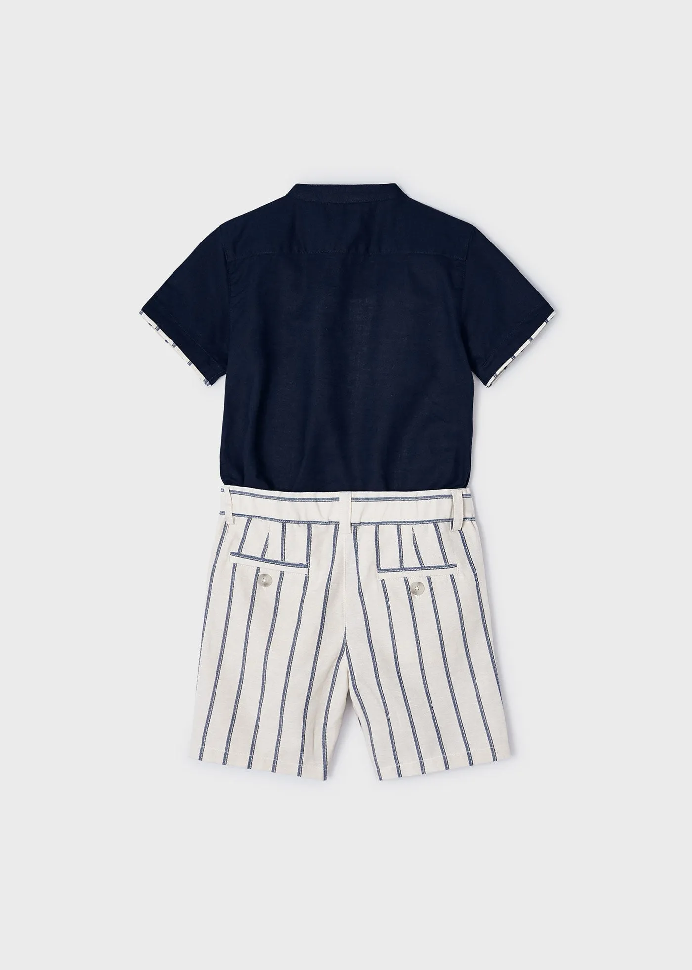 3283 - Linen suiting bermuda set for boy - Stone