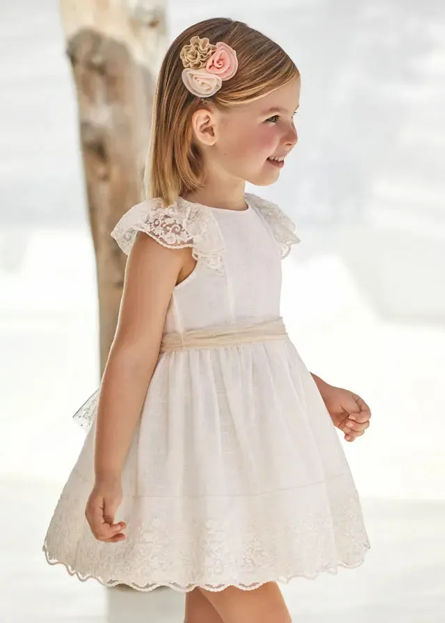 3914 - Girls belted dress - linen