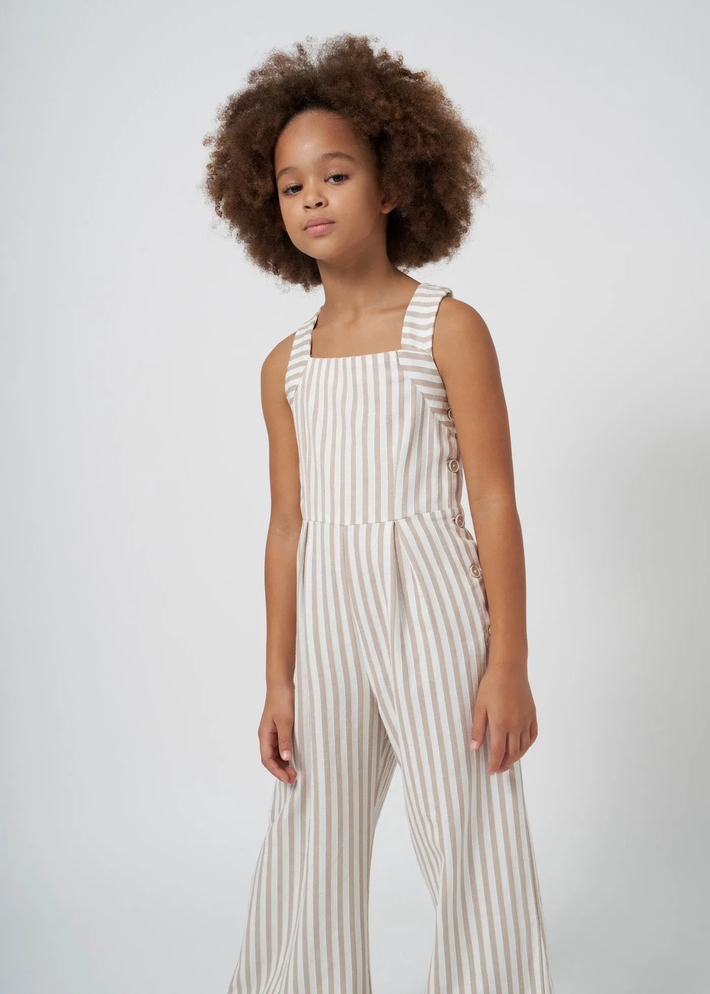 6855 - Stripes jumpsuit for teen girl - Beige