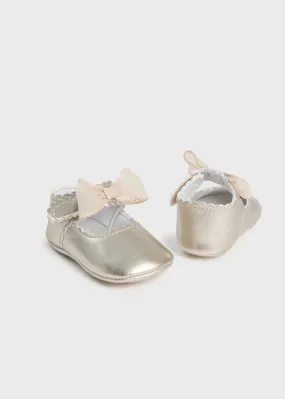 9742 - Bow mary jane for newborn girl - Champagne