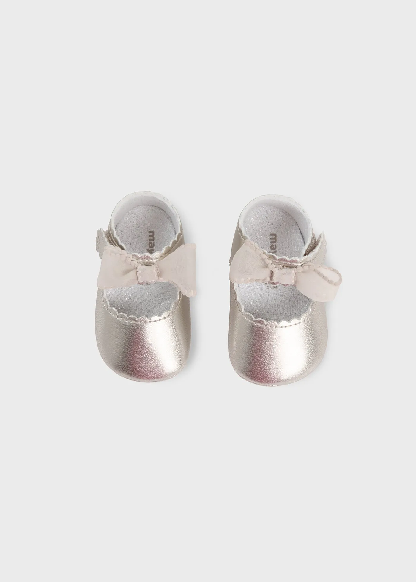 9742 - Bow mary jane for newborn girl - Champagne