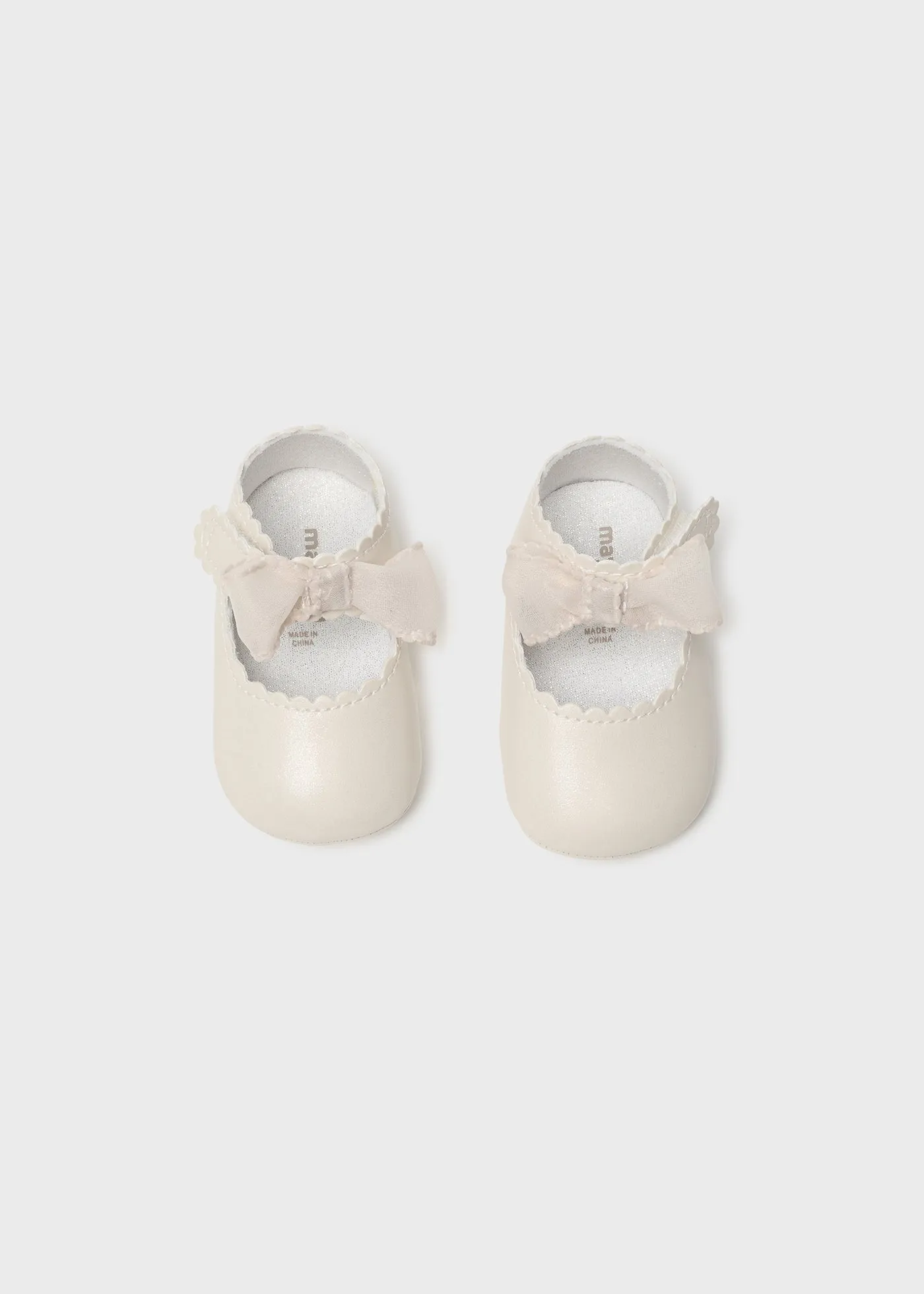 9742 - Bow mary jane for newborn girl - Natural