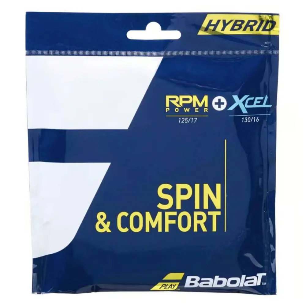 Babolat Hybrid RPM Power 125 + XCEL 130 Tennis String (Black)