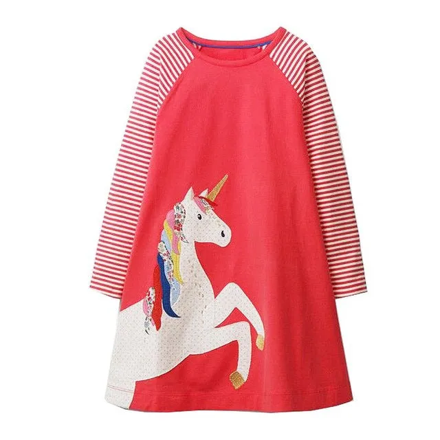 Baby Girls Dress Long Sleeve Vestidos Kids Unicorn Party Dresses for Girls Clothes Princess Dress Christmas Children Clothing