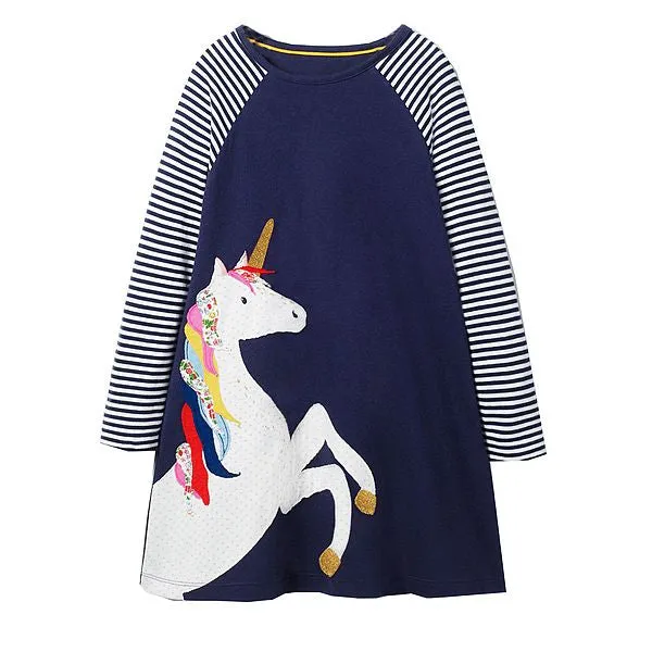 Baby Girls Dress Long Sleeve Vestidos Kids Unicorn Party Dresses for Girls Clothes Princess Dress Christmas Children Clothing