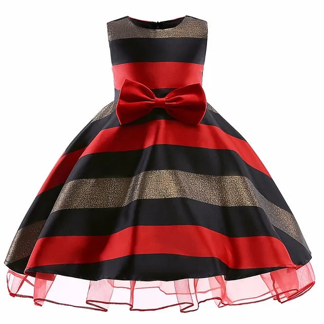 Baby Girls Striped Dress For Girls Formal Wedding Party Dresses Kids Princess Christmas Dress costume Children Girls Clothing