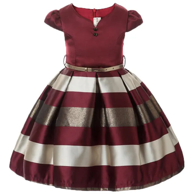 Baby Girls Striped Dress For Girls Formal Wedding Party Dresses Kids Princess Christmas Dress costume Children Girls Clothing