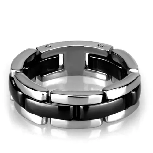 Black Ceramic Stainless Steel Ring