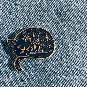 Black Galaxy Cat Enamel Pin