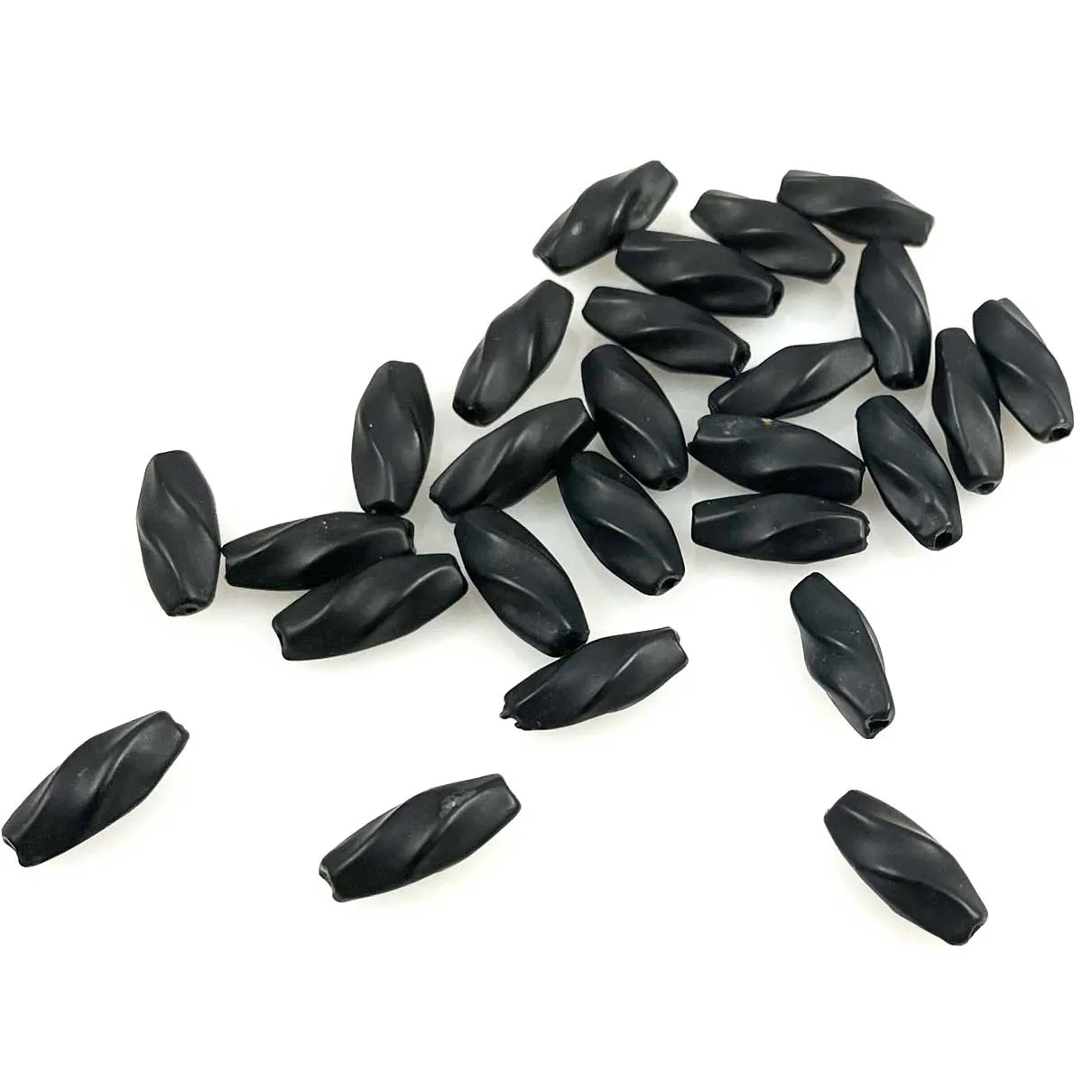 Black Lucite Twist Beads Vintage (24)