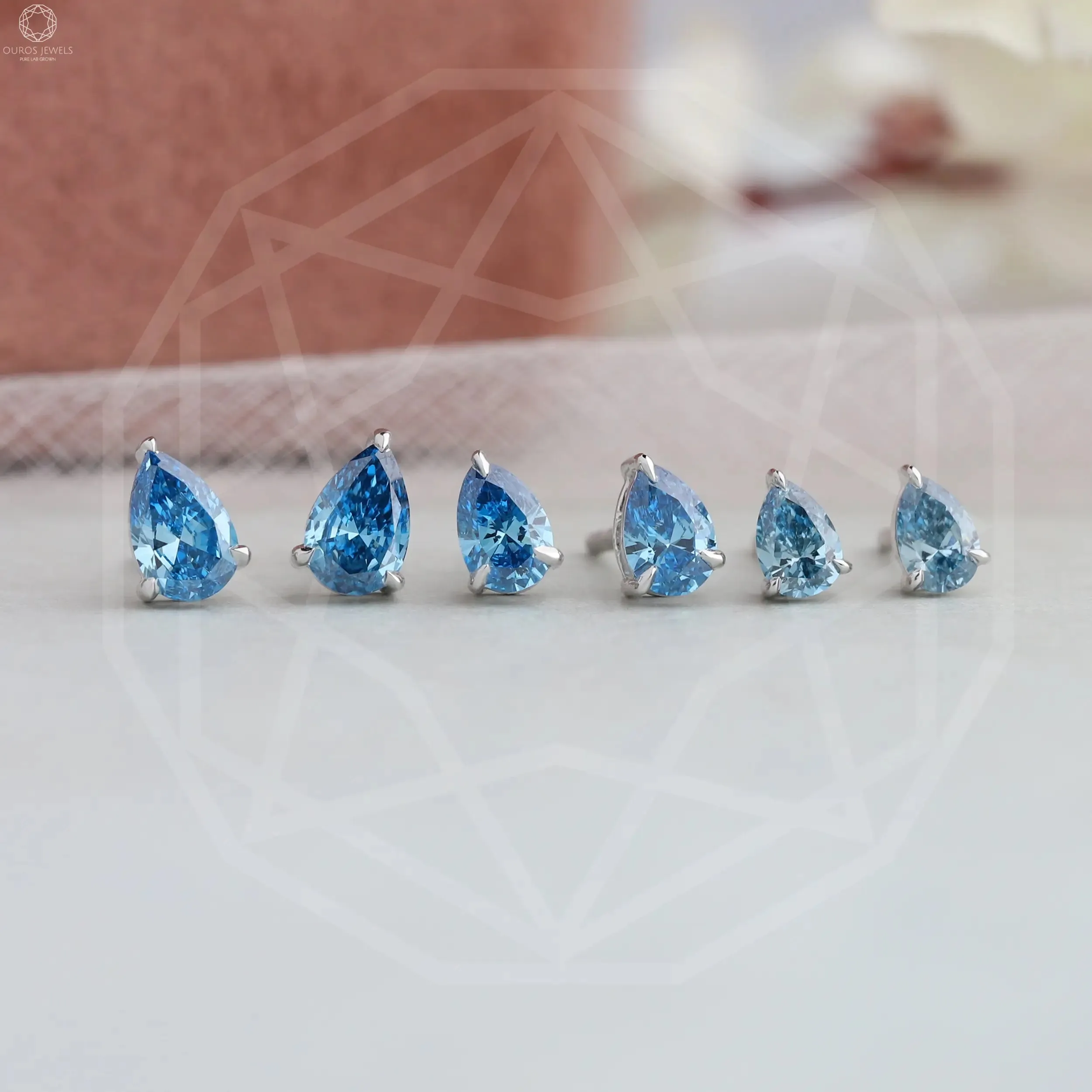 Blue Pear Lab Diamond Stud Earrings