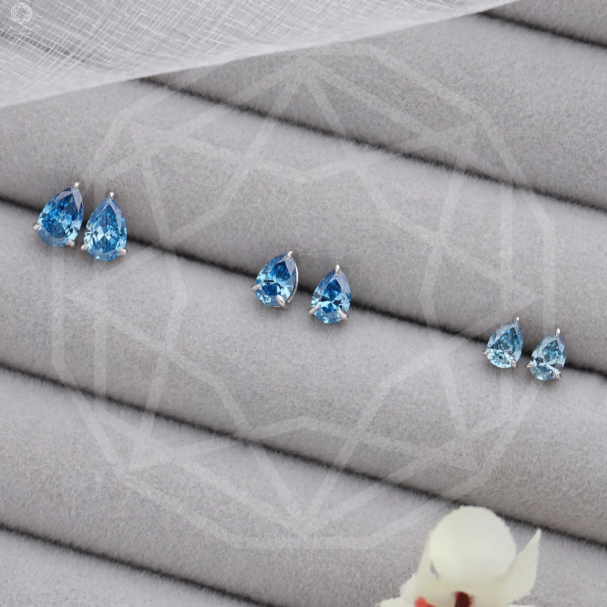 Blue Pear Lab Diamond Stud Earrings