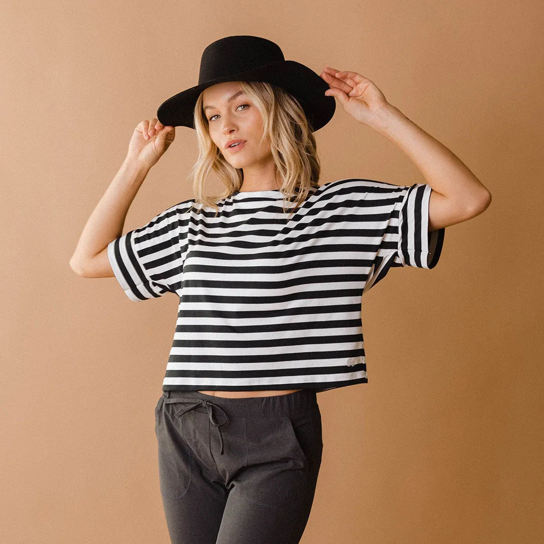 Boxy Tee, Chunky Black Stripe