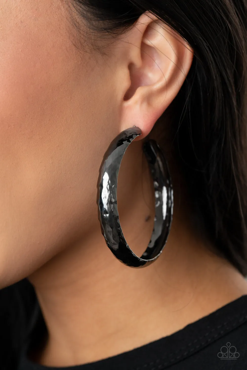 Check Out These Curves - Black Hoop Earring