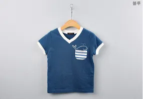 Children's Boy T-shirt Delicate Dolphin Pattern Cotton Short-sleeved T-shirts Outwear Kids Clothes SM6