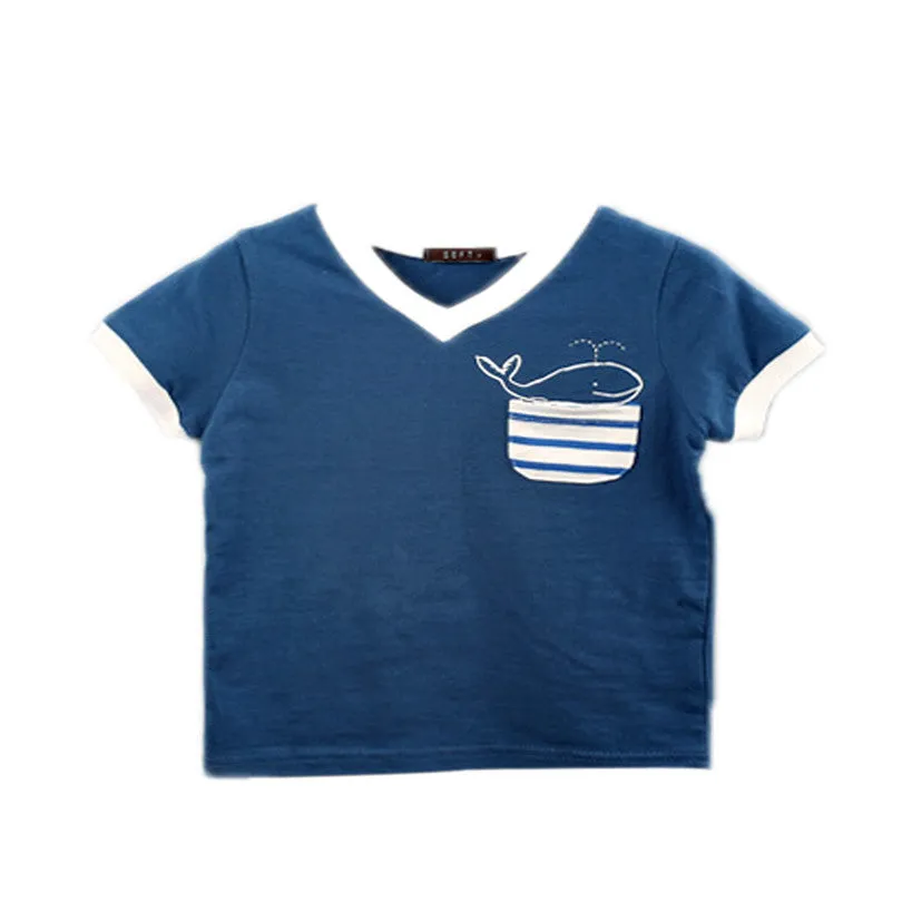 Children's Boy T-shirt Delicate Dolphin Pattern Cotton Short-sleeved T-shirts Outwear Kids Clothes SM6