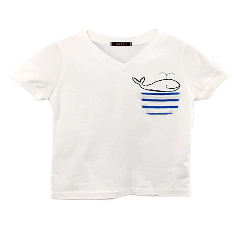 Children's Boy T-shirt Delicate Dolphin Pattern Cotton Short-sleeved T-shirts Outwear Kids Clothes SM6