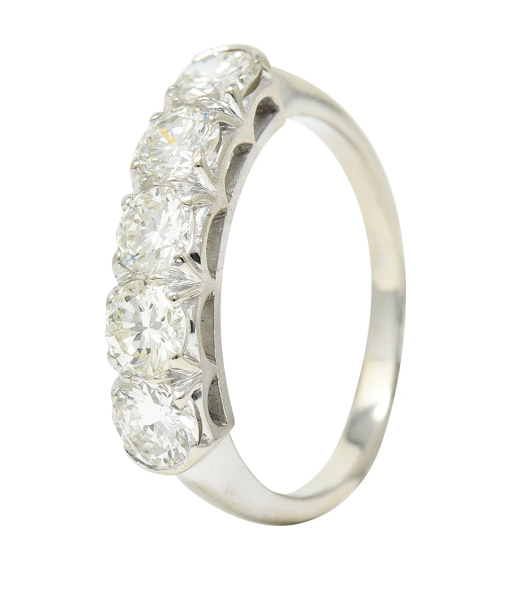 Contemporary 1.49 CTW Diamond 18 Karat White Gold Band Ring