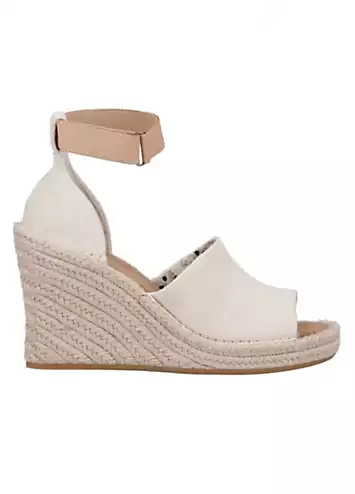 Cream Marisol Natural Oxford/Leather Wedge Sandals by Toms | Look Again