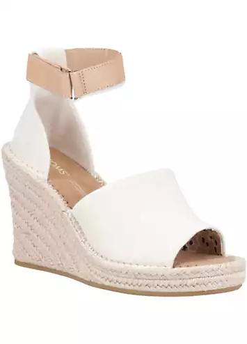 Cream Marisol Natural Oxford/Leather Wedge Sandals by Toms | Look Again