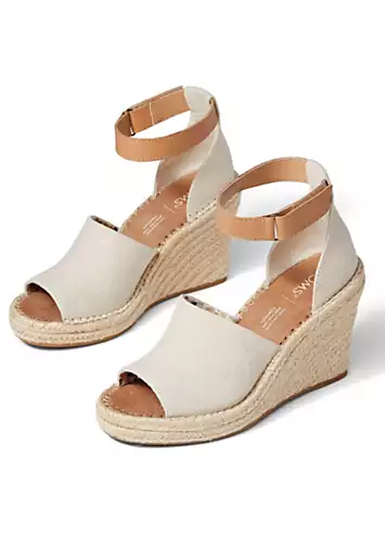 Cream Marisol Natural Oxford/Leather Wedge Sandals by Toms | Look Again