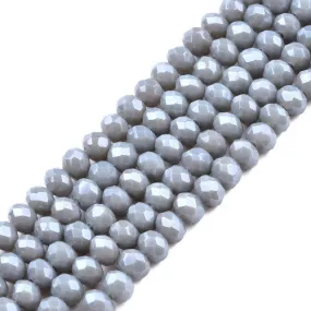 Crystal Glass Beads, Electroplated, Rondelle, Faceted, Pearl Luster, Light Steel Blue, 4mm