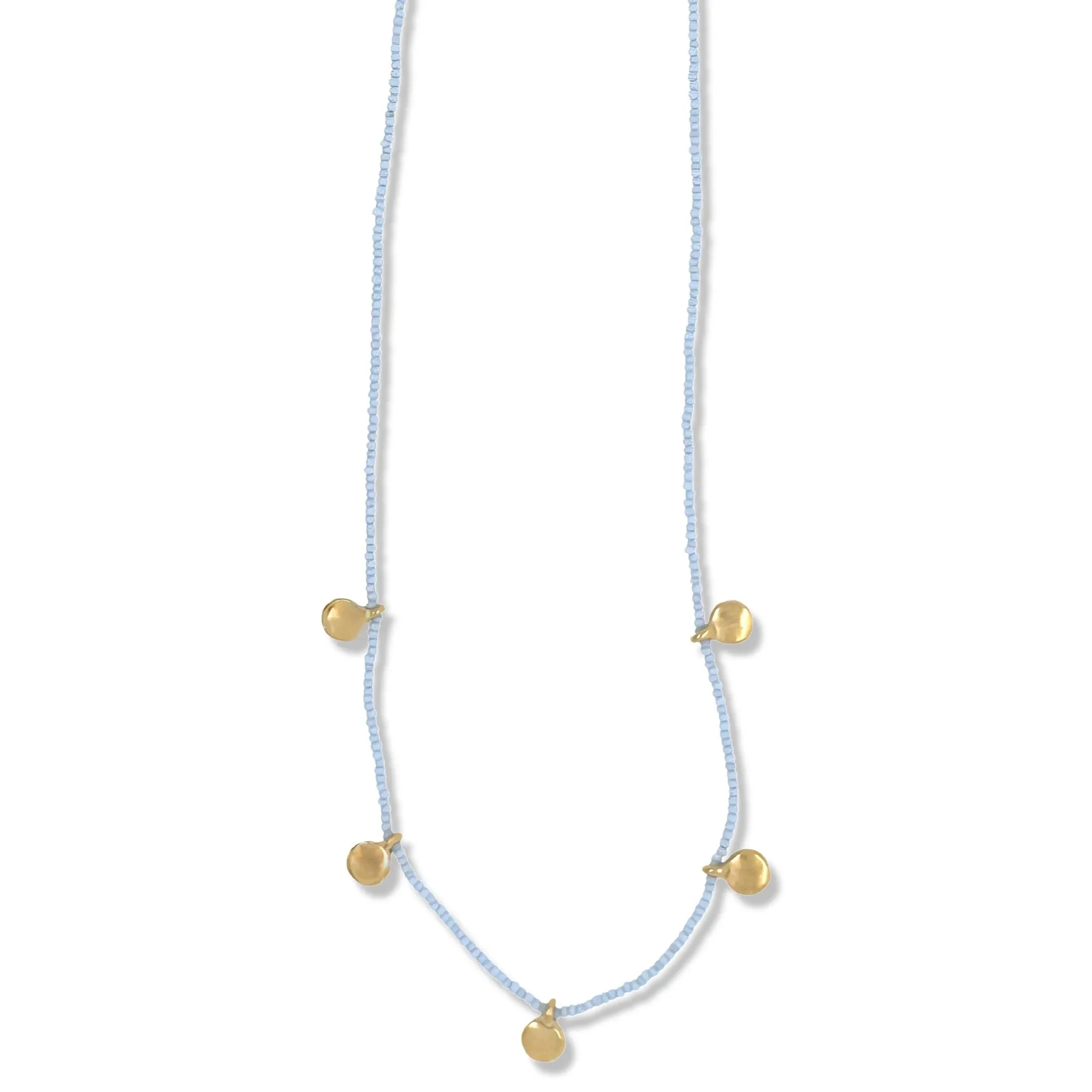 DOT BLUE NECKLACE IN GOLD ON BABY BLUE BEADS