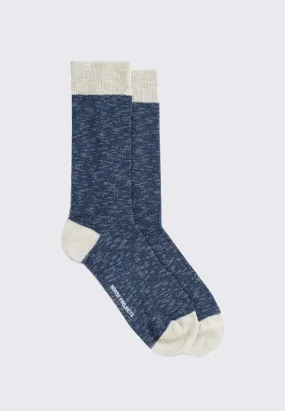 Ebbe Slub Colour Block Socks - Steel Blue