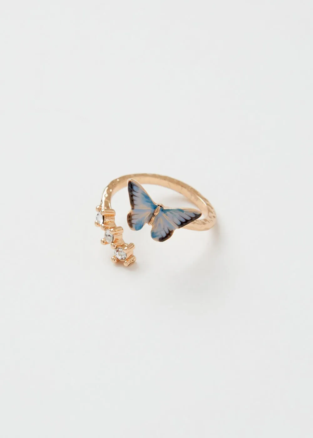 Fable England Blue Butterfly Enamel Ring