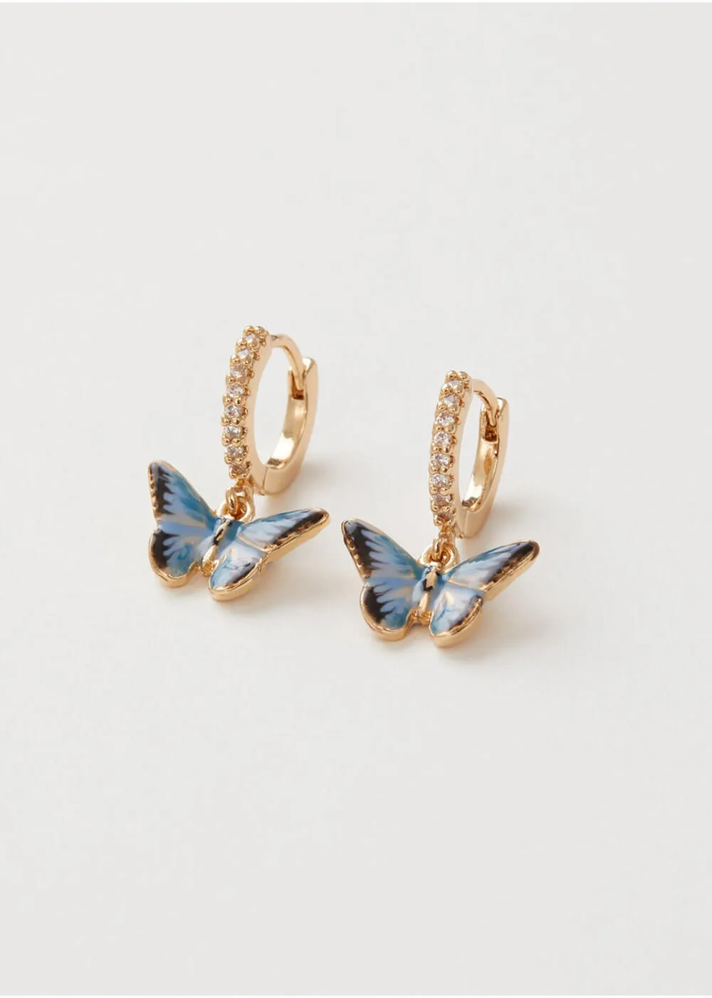 Fable England Blue Butterfly Huggie Earrings