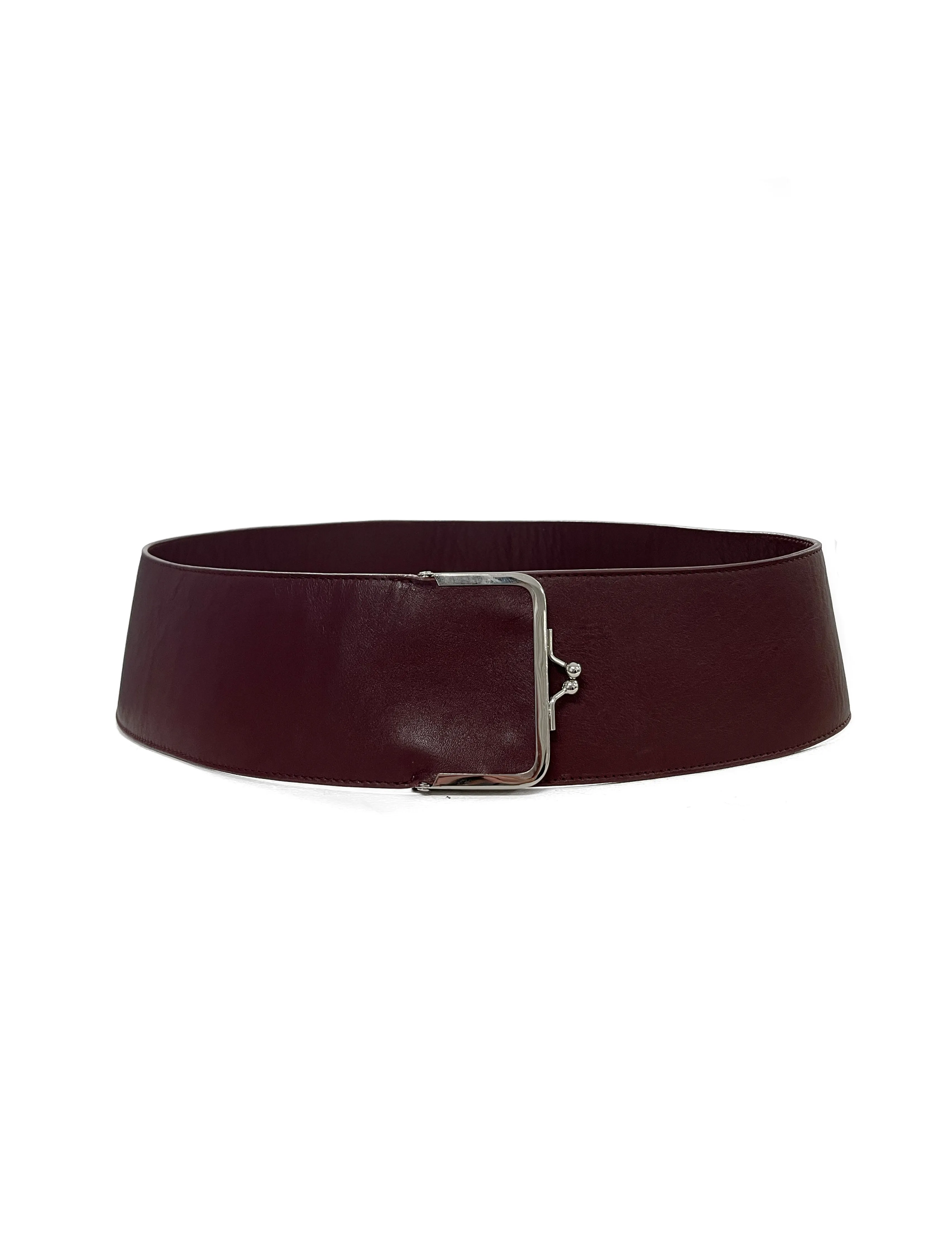 Fidan Novruzova Single Clasp Burgundy Leather Belt