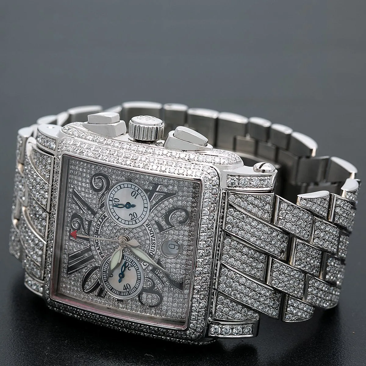 Franck Muller Conquistador Cortez 10000KCCD 45MM White Diamond Dial With White Gold Bracelet