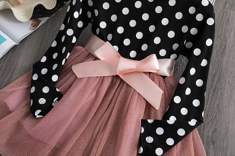 Girl Dress Long Sleeve Polka Dot Girls Dresses Princess Baby Kids Clothes For Girl Casual Wear Tutu 2-7 Years Children Clothing